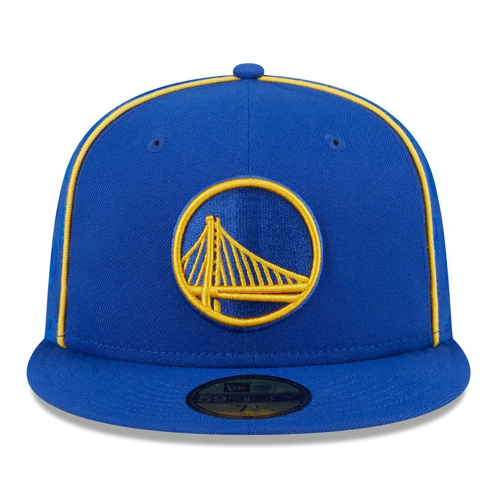Golden State Warriors Piped & Flocked 59Fifty Fitted Hat - Royal | New Era on sale