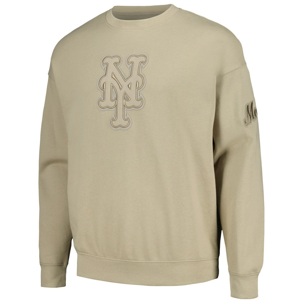 New York Mets Pro Standard Neutral Drop Shoulder Pullover Sweatshirt - Pewter