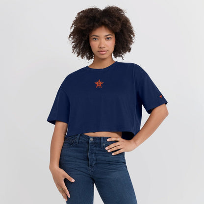 Houston Astros Women's Elements Super Soft Boxy Cropped T-Shirt - Navy