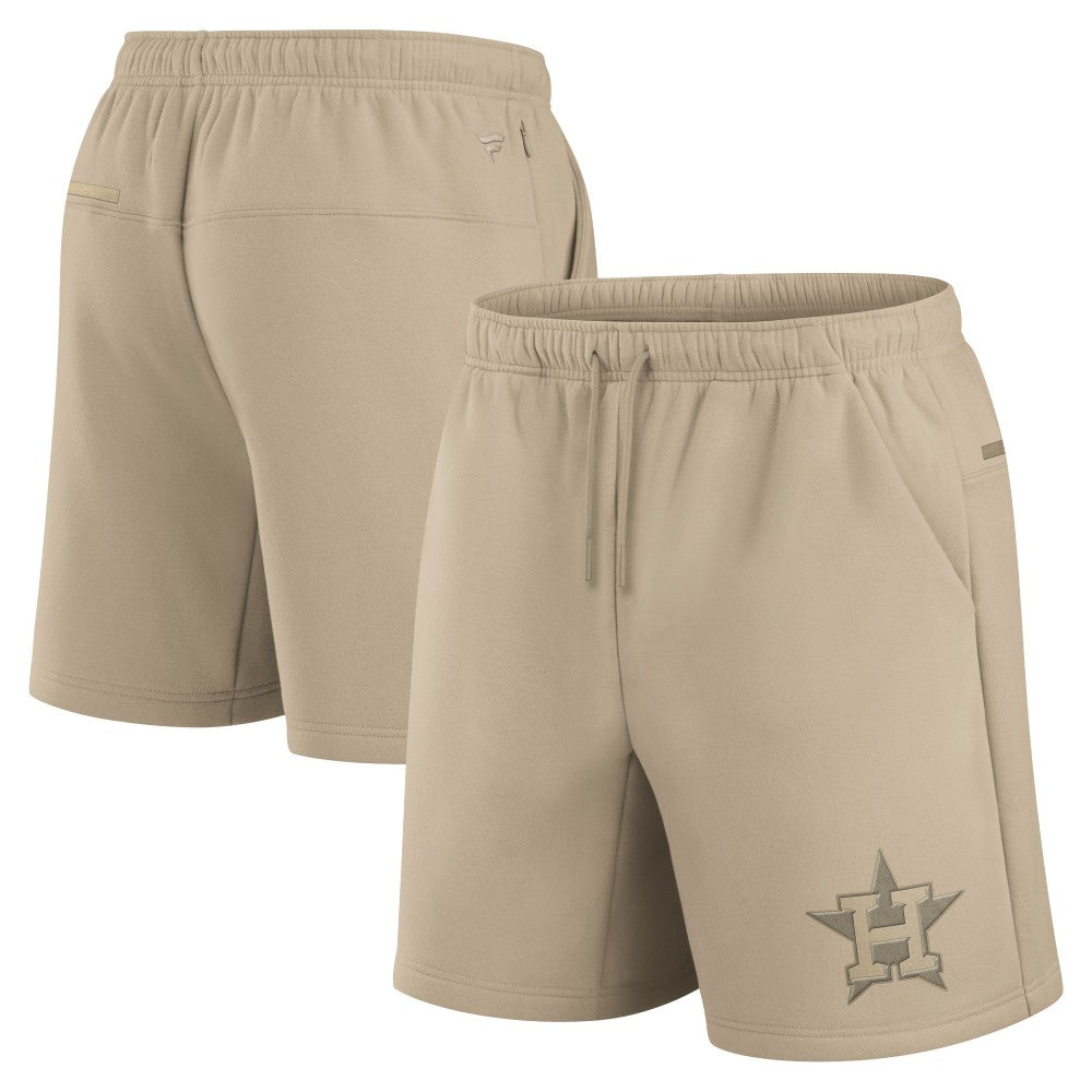 Houston Astros Unisex Elements Super Soft Fleece Shorts - Khaki