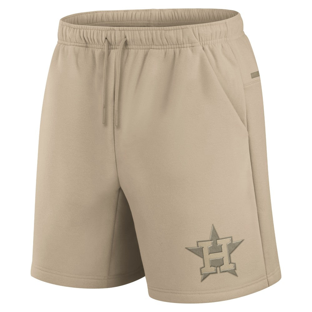 Houston Astros Unisex Elements Super Soft Fleece Shorts - Khaki