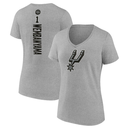Victor Wembanyama San Antonio Spurs Women's Playmaker Name & Number V-Neck T-Shirt - Gray on sale