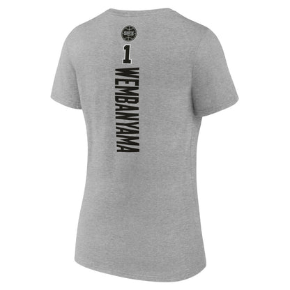 Victor Wembanyama San Antonio Spurs Women's Playmaker Name & Number V-Neck T-Shirt - Gray on sale