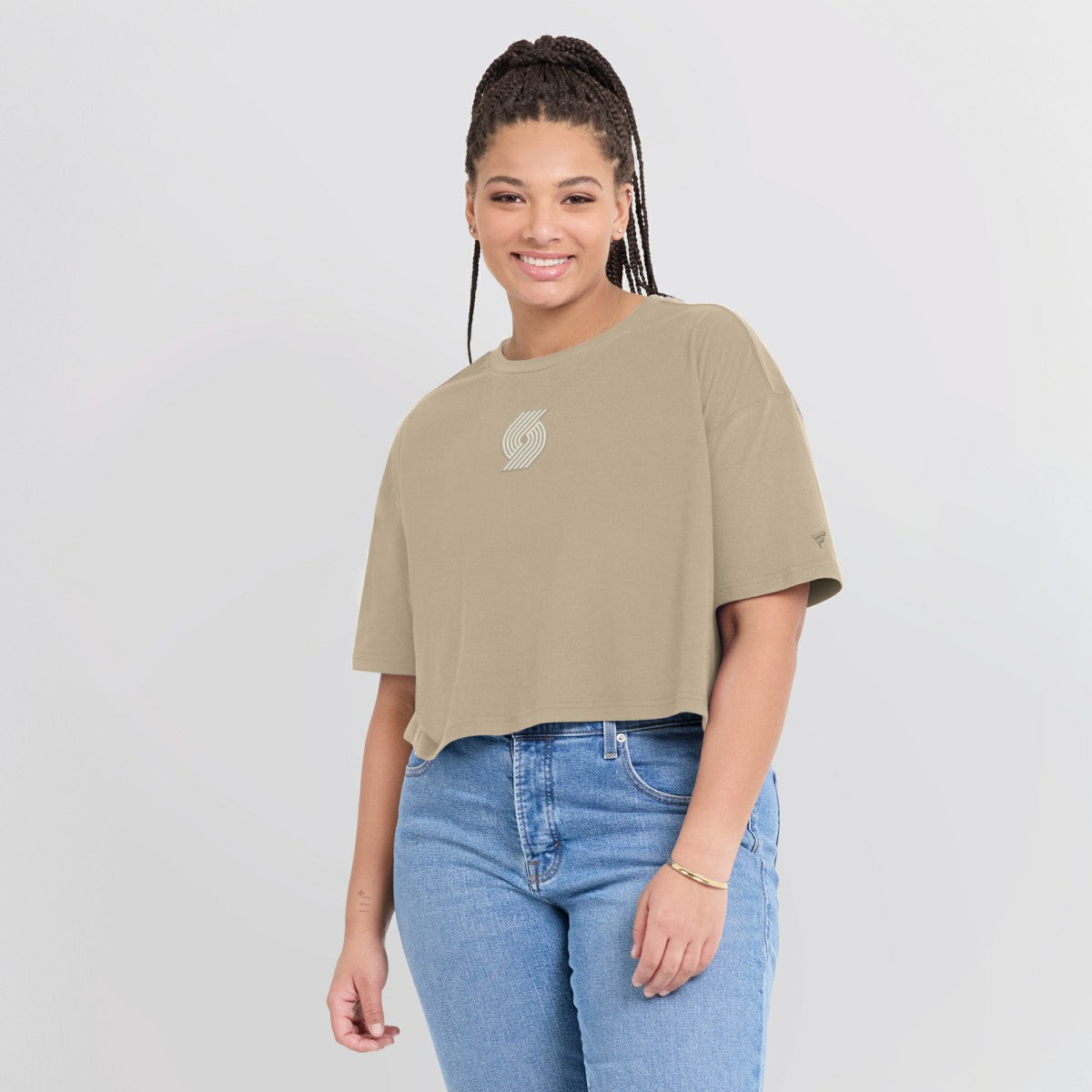 Portland Trail Blazers Women's Elements Super Soft Boxy Cropped T-Shirt - Khaki | Fanatics cheap