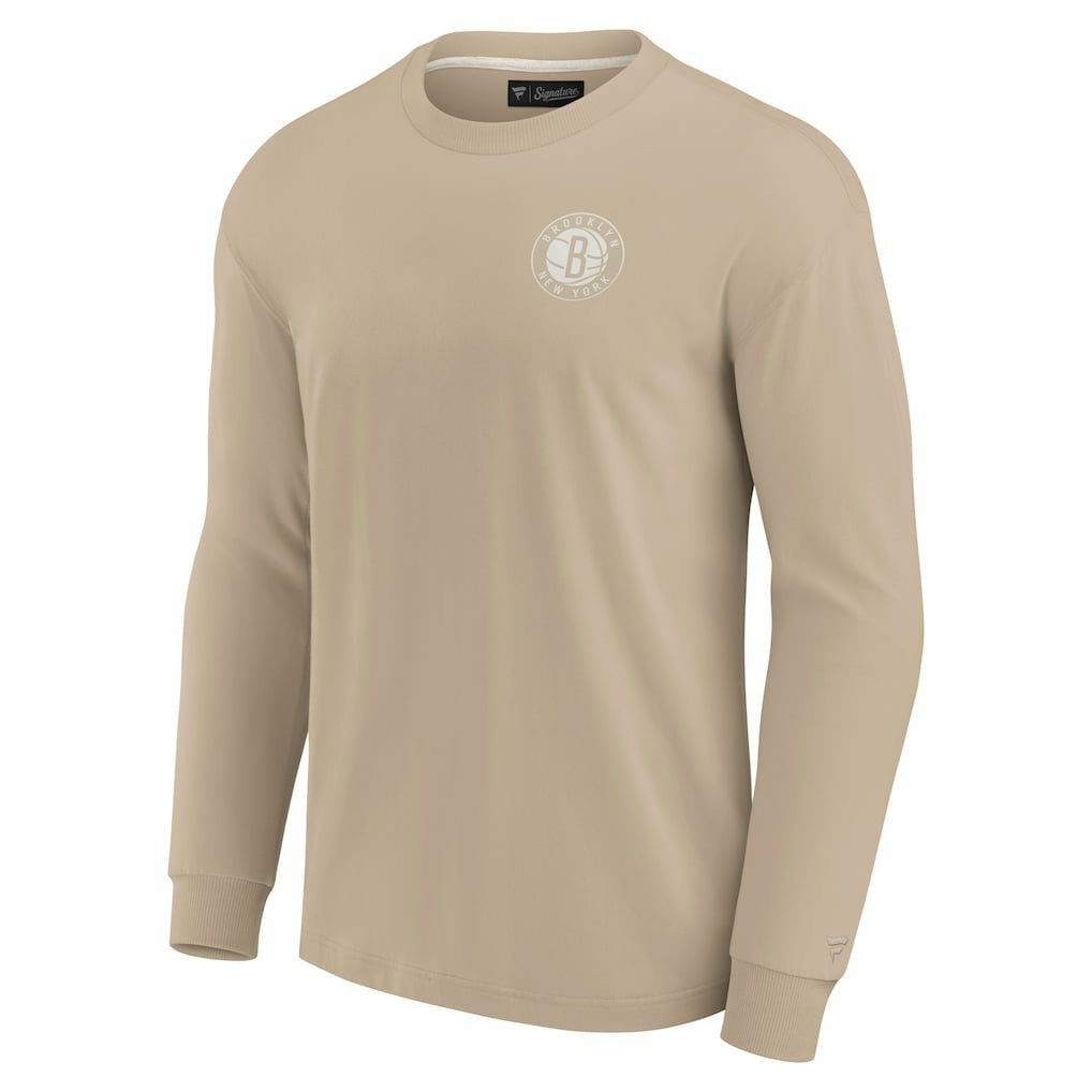 Brooklyn Nets Unisex Elements Super Soft Long Sleeve T-Shirt - Khaki | Fanatics discount