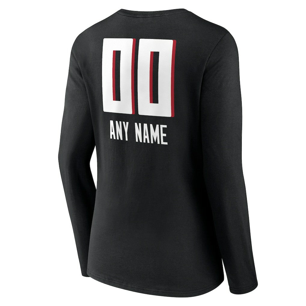 Atlanta Falcons Women's Personalized Name & Number Team Wordmark Long Sleeve V-Neck T-Shirt - Black online
