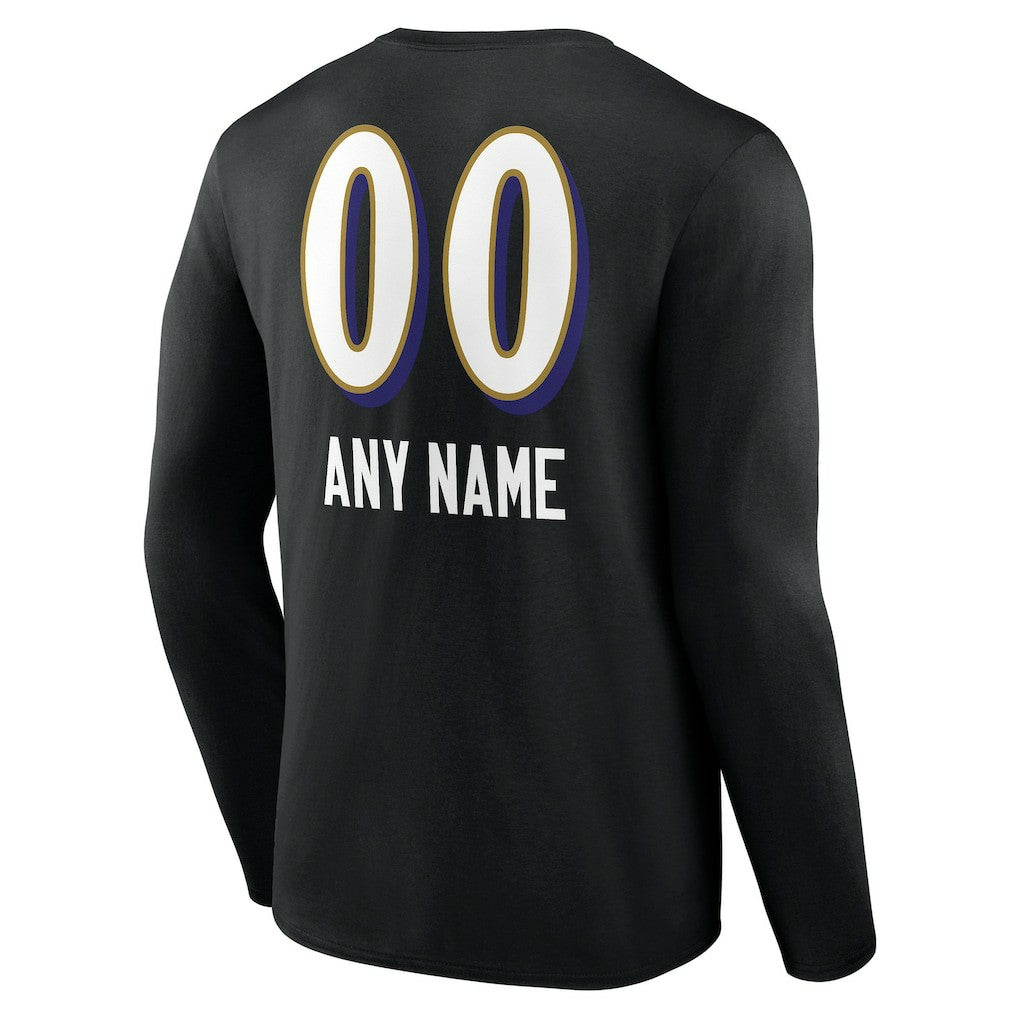 Baltimore Ravens Personalized Name & Number Team Wordmark Long Sleeve T-Shirt - Black outlet