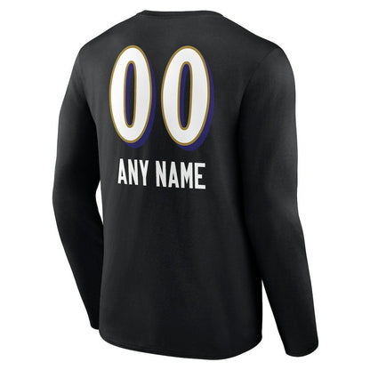 Baltimore Ravens Personalized Name & Number Team Wordmark Long Sleeve T-Shirt - Black outlet