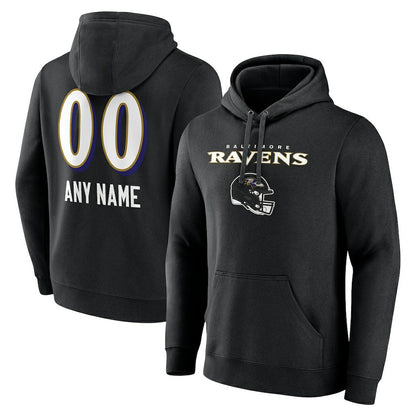 Baltimore Ravens Personalized Name & Number Team Wordmark Pullover Hoodie - Black on sale