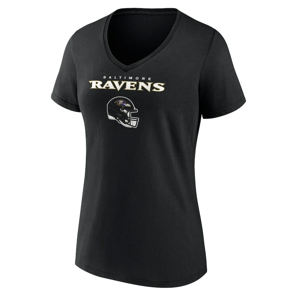 Baltimore Ravens Women's Personalized Name & Number Team Wordmark V-Neck T-Shirt - Black for sale