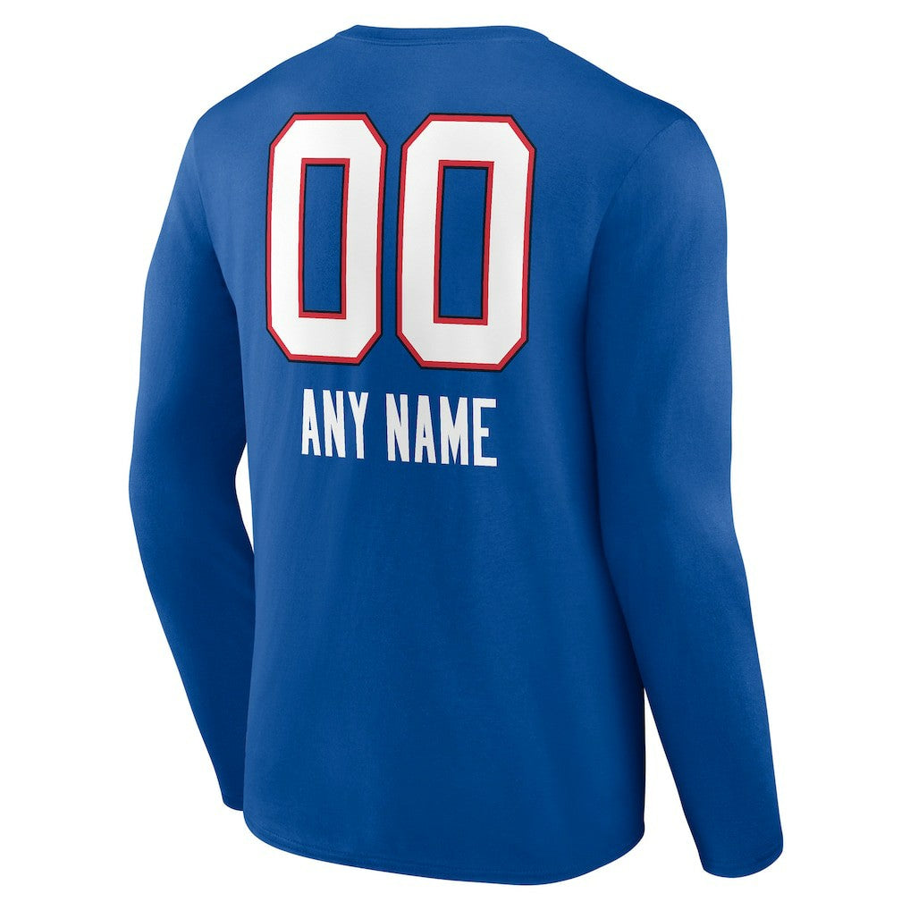 Buffalo Bills Personalized Name & Number Team Wordmark Long Sleeve T-Shirt - Royal for sale