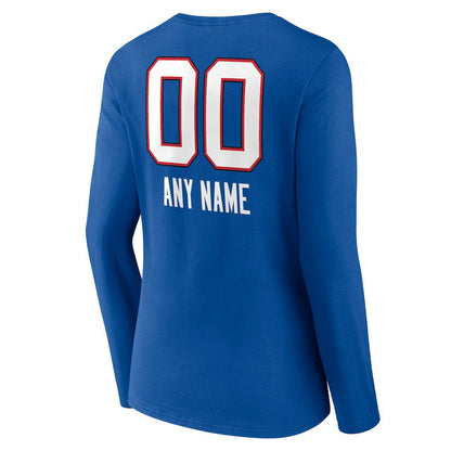 Buffalo Bills Women's Personalized Name & Number Team Wordmark Long Sleeve V-Neck T-Shirt - Royal outlet