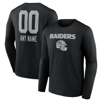Las Vegas Raiders Personalized Name & Number Team Wordmark Long Sleeve T-Shirt - Black sale