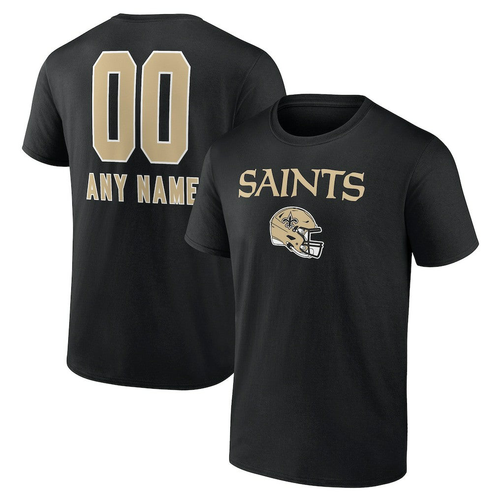 New Orleans Saints Personalized Name & Number Team Wordmark T-Shirt - Black for sale