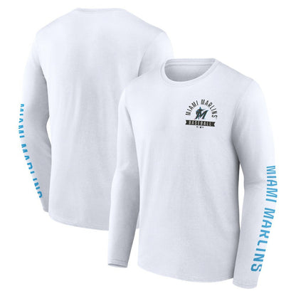 Miami Marlins Press Box Long Sleeve T-Shirt - White