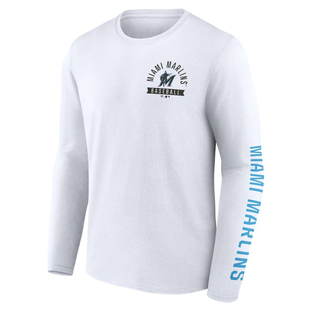 Miami Marlins Press Box Long Sleeve T-Shirt - White