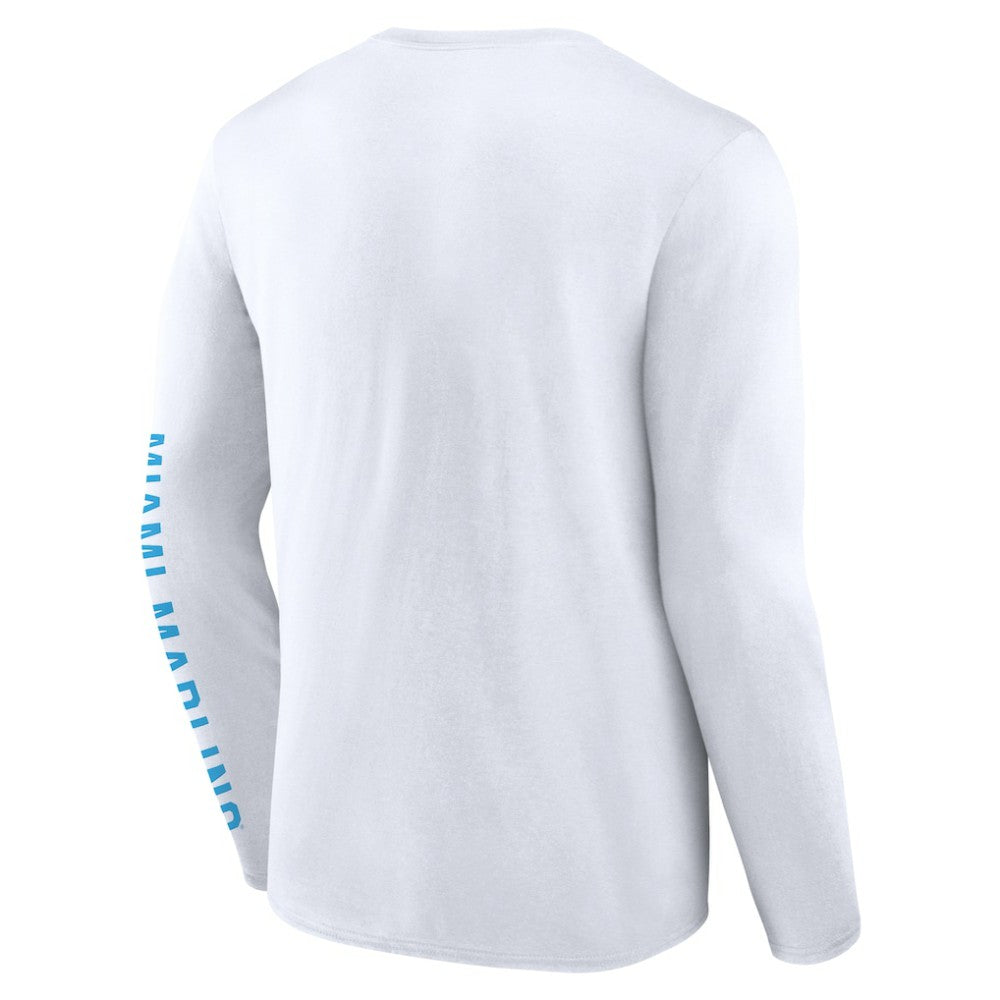 Miami Marlins Press Box Long Sleeve T-Shirt - White