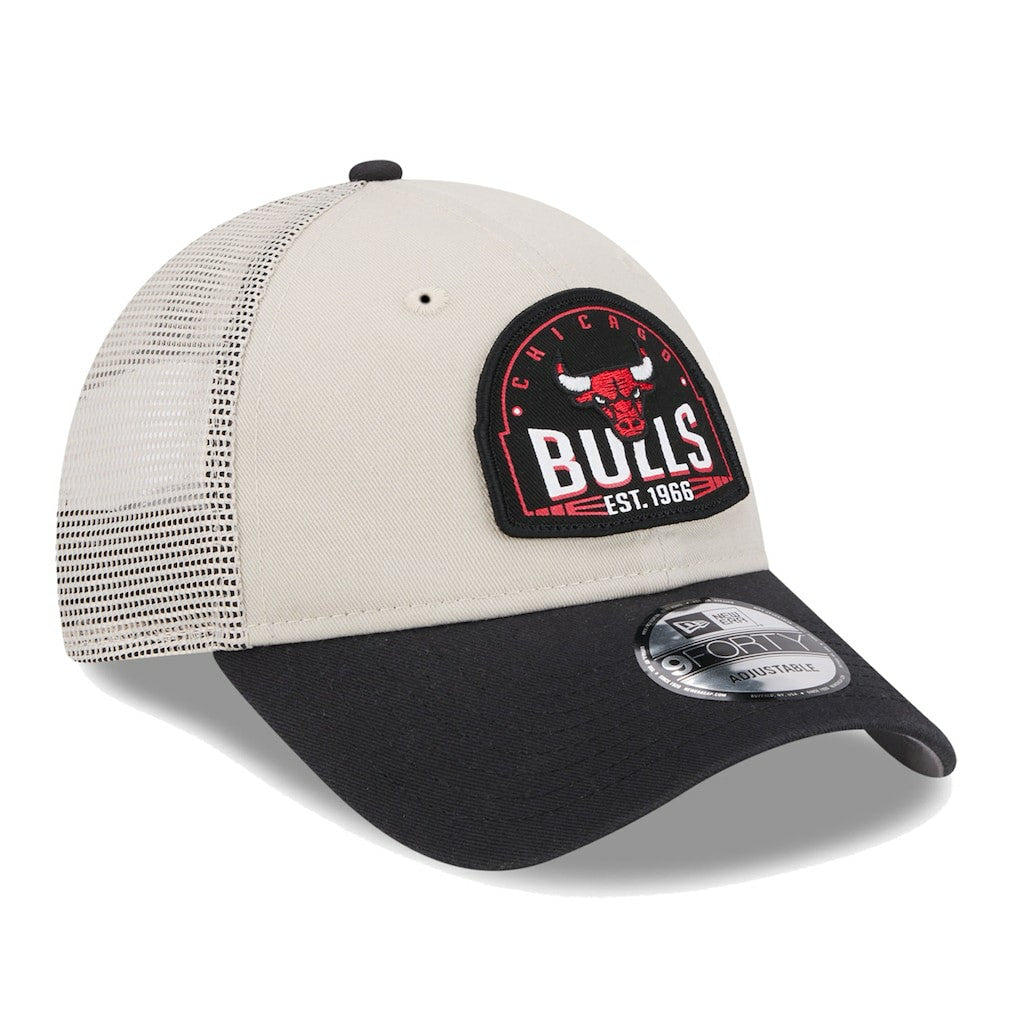 Chicago Bulls Throwback Patch Trucker 9FORTY Adjustable Hat - Khaki/Black | New Era discount