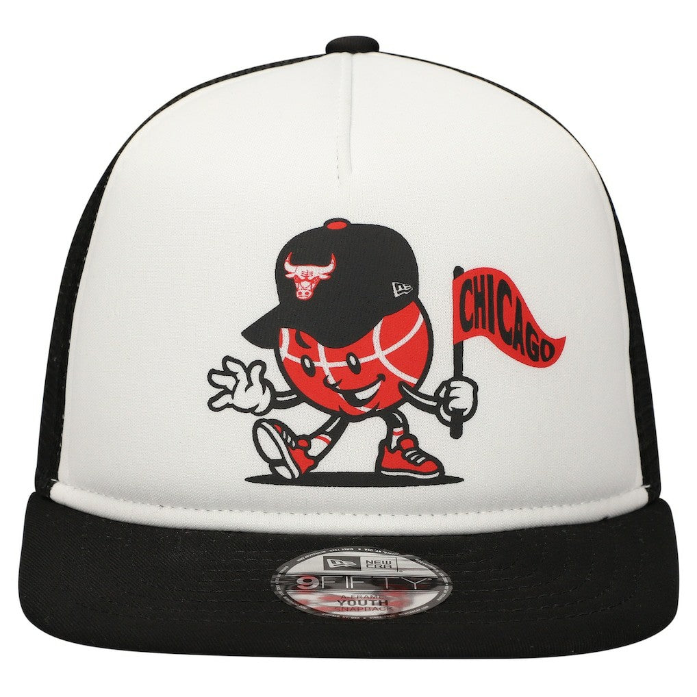 Chicago Bulls Youth Court Sport Mascot 9FIFTY Snapback Hat - White/Black | New Era outlet