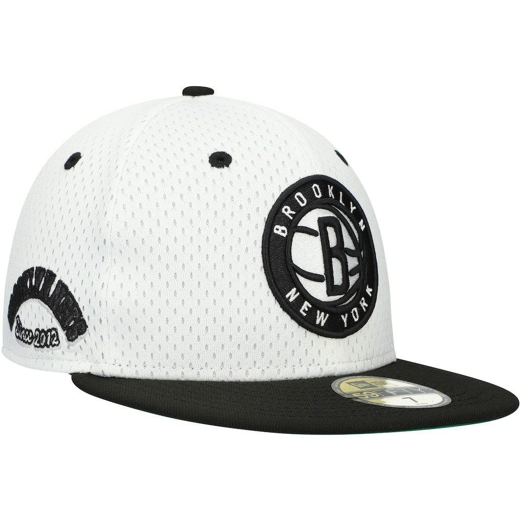 Brooklyn Nets Throwback 2Tone 59FIFTY Fitted Hat - White/Black | New Era for sale
