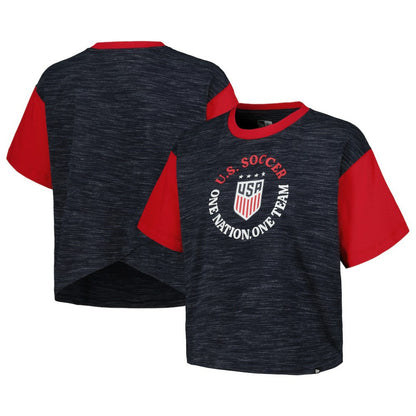 USWNT 5th & Ocean by New Era Women's Athletic Cross Back Cropped T-Shirt - Navy | New Era shop