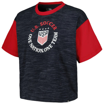 USWNT 5th & Ocean by New Era Women's Athletic Cross Back Cropped T-Shirt - Navy | New Era shop