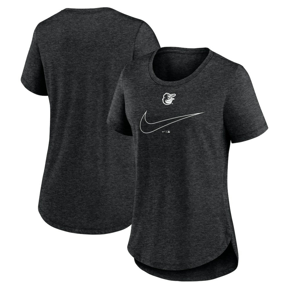 Baltimore Orioles Women's Big Swoosh Tri-Blend Scoop Neck T-Shirt - Charcoal | Nike