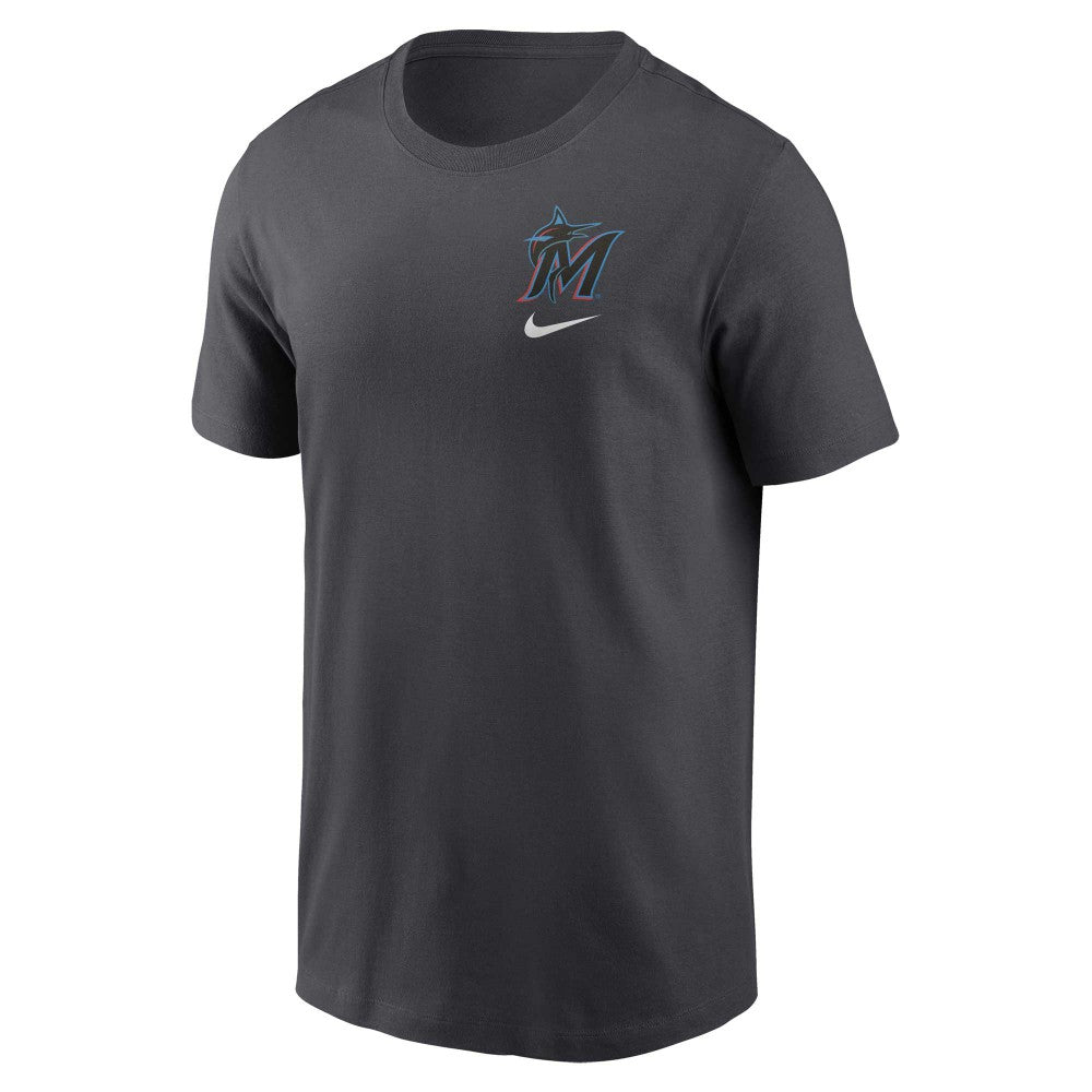 Miami Marlins Logo Sketch Bar T-Shirt - Charcoal | Nike