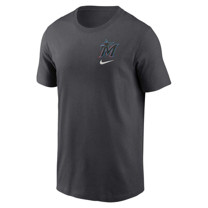 Miami Marlins Logo Sketch Bar T-Shirt - Charcoal | Nike