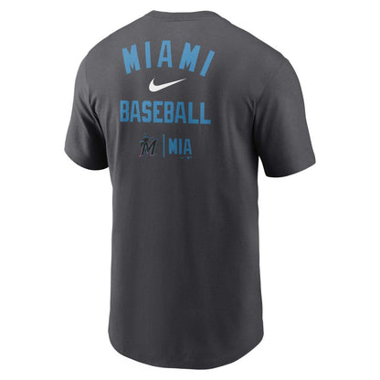 Miami Marlins Logo Sketch Bar T-Shirt - Charcoal | Nike