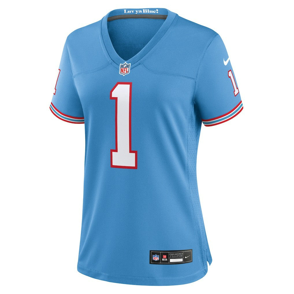 Warren Moon Tennessee Titans Women's Oilers Throwback Retired Player Game Jersey - Light Blue | Nike for sale
