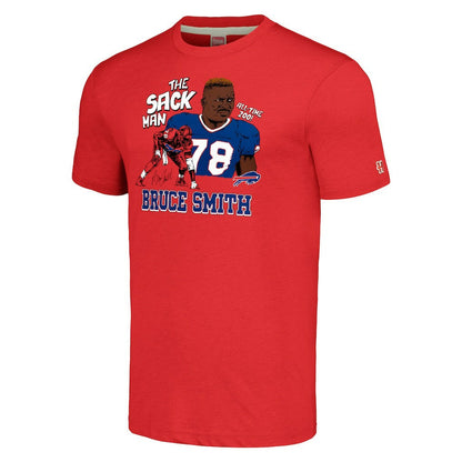 Bruce Smith Buffalo Bills Homage Unisex Caricature Retired Player Tri-Blend T-Shirt - Red discount