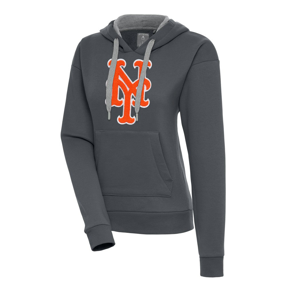 New York Mets Antigua Women's Victory Pullover Hoodie - Charcoal