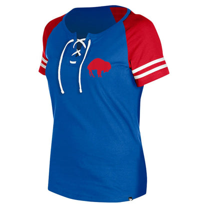 Buffalo Bills New Era Women's Throwback Lace-Up Raglan T-Shirt - Royal discount