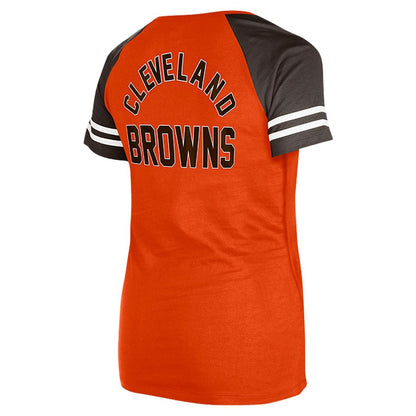 Cleveland Browns New Era Women's Throwback Lace-Up Raglan T-Shirt - Orange online