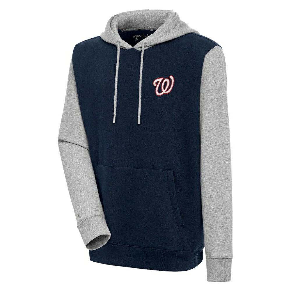 Washington Nationals Antigua Victory Pullover Hoodie - Navy/Heather Gray