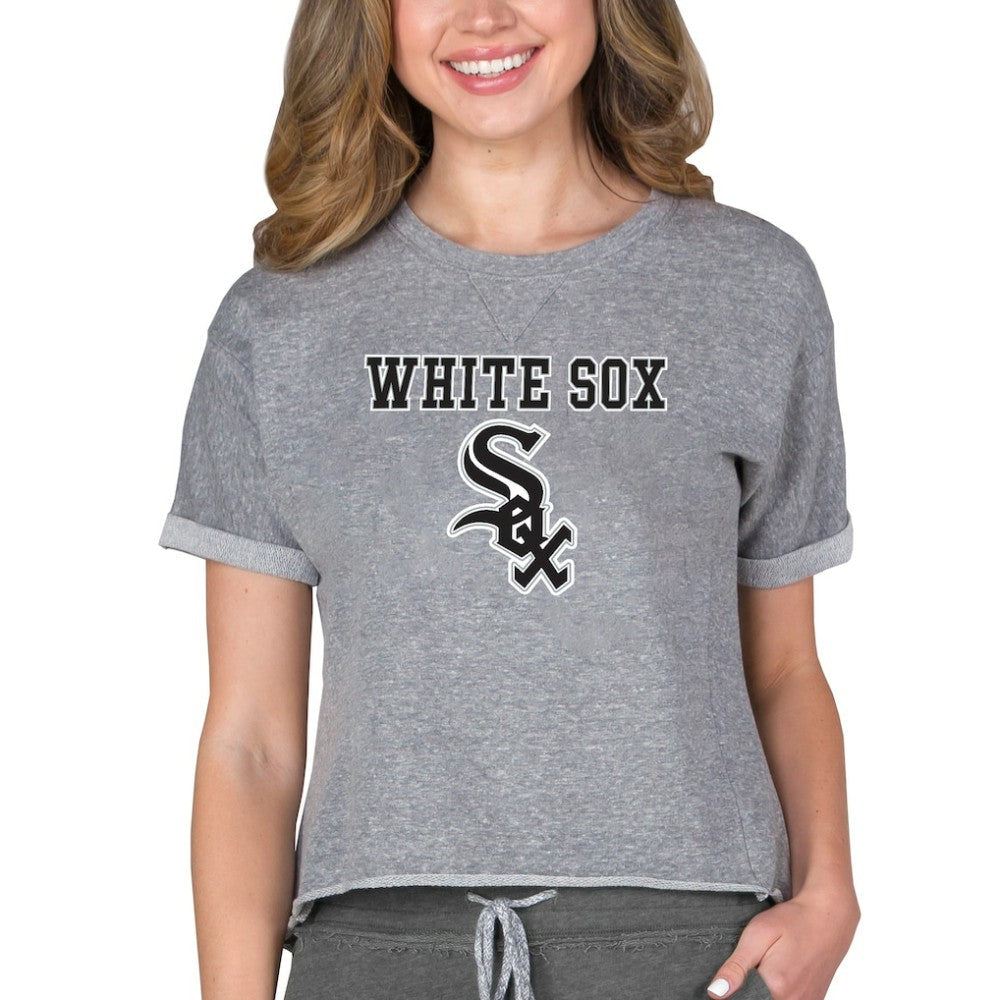 Chicago White Sox Concepts Sport Women's Tri-Blend Mainstream Terry Short Sleeve Sweatshirt Top - Gray