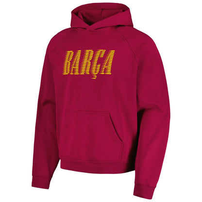Barcelona Team Oversized Raglan Pullover Hoodie - Red discount
