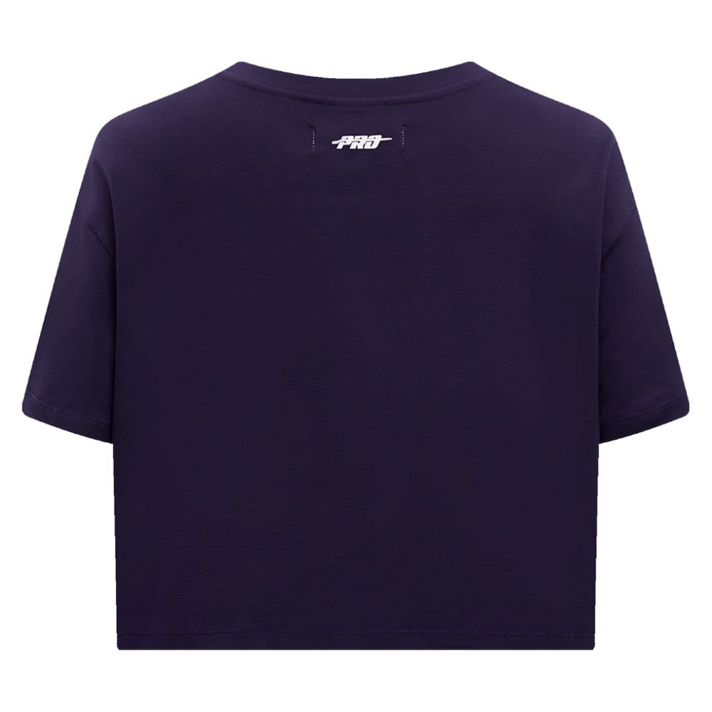 Atlanta Braves Pro Standard Women's Painted Sky Boxy Cropped T-Shirt - Navy