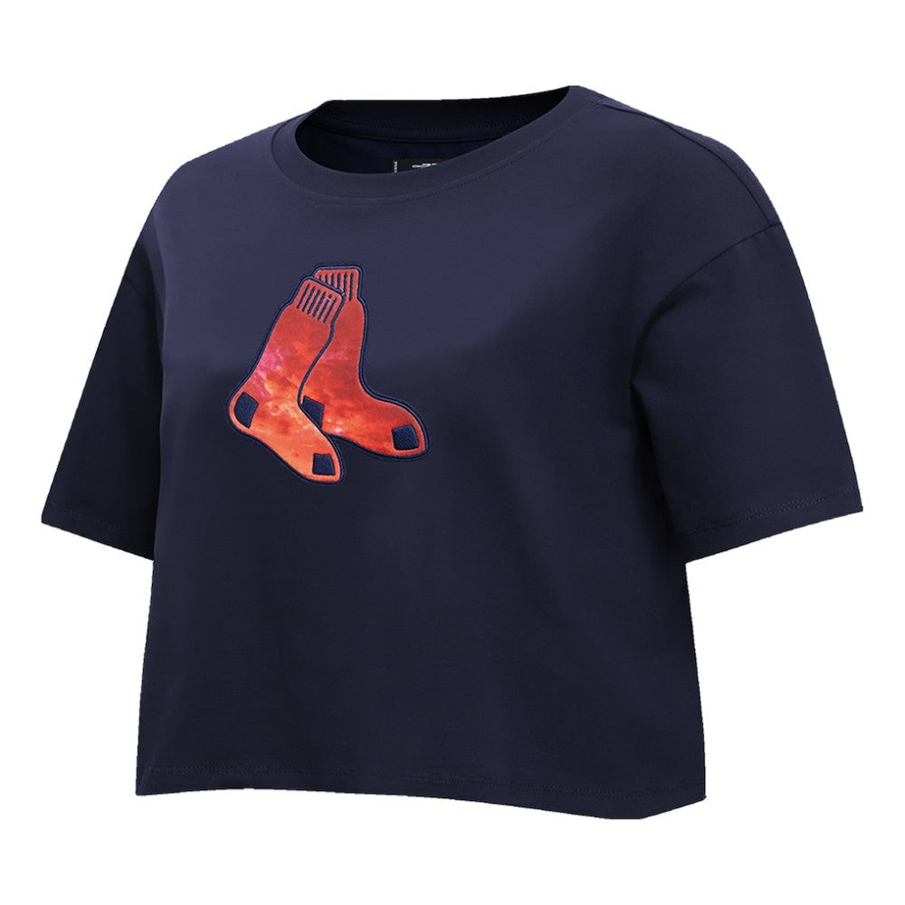Boston Red Sox Pro Standard Women's Painted Sky Boxy Cropped T-Shirt - Navy