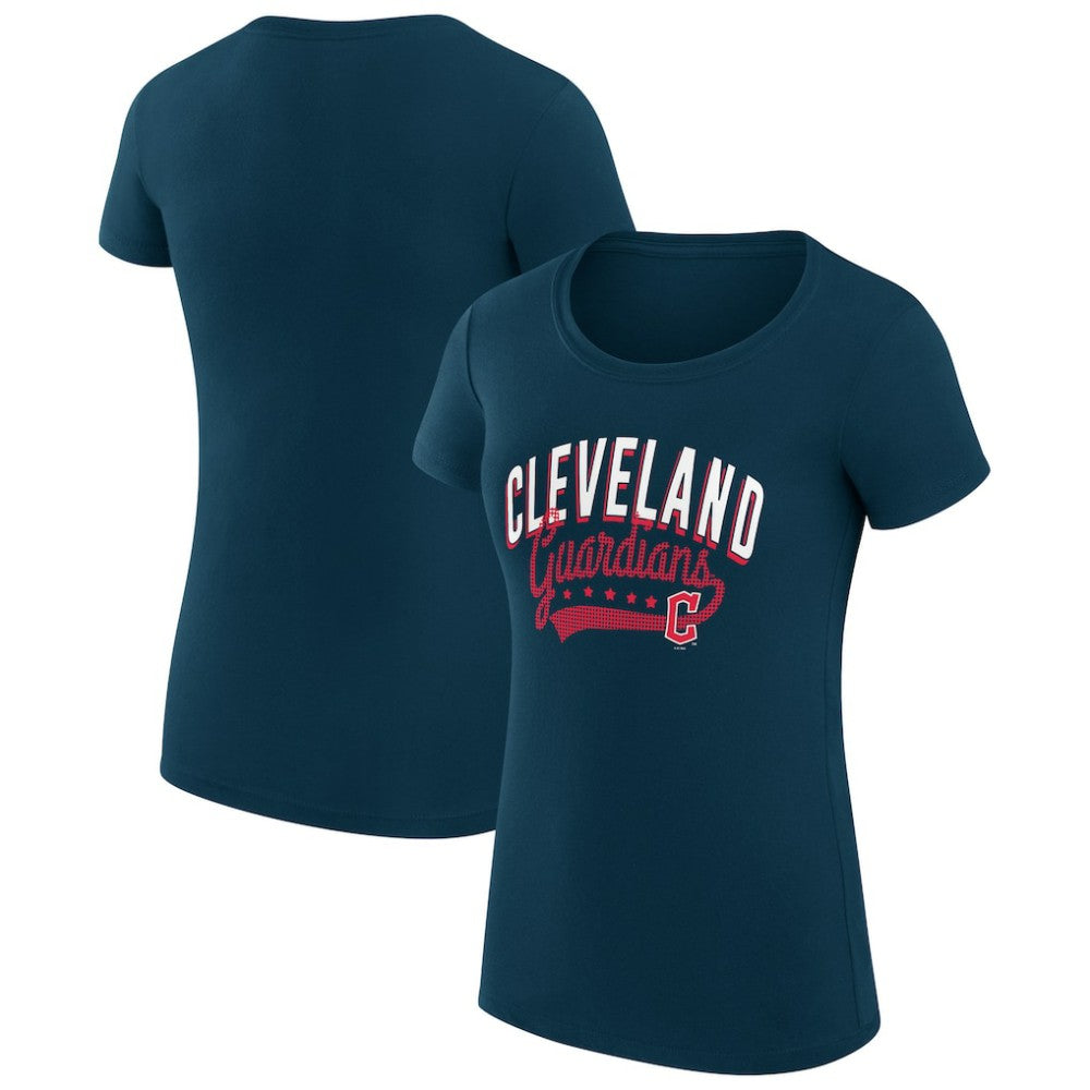 Cleveland Guardians G-III 4Her by Carl Banks Women's Super-Slim Fit Lightweight Filigree Team T-Shirt - Navy