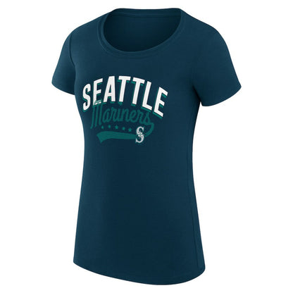 Seattle Mariners G-III 4Her by Carl Banks Women's Super-Slim Fit Lightweight Filigree Team T-Shirt - Navy