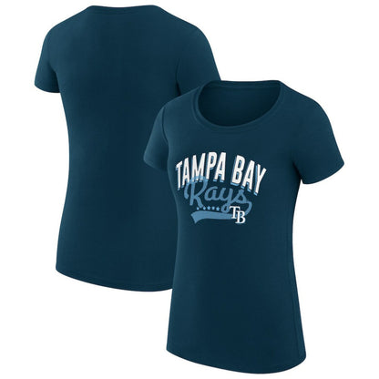 Tampa Bay Rays G-III 4Her by Carl Banks Women's Super-Slim Fit Lightweight Filigree Team T-Shirt - Navy