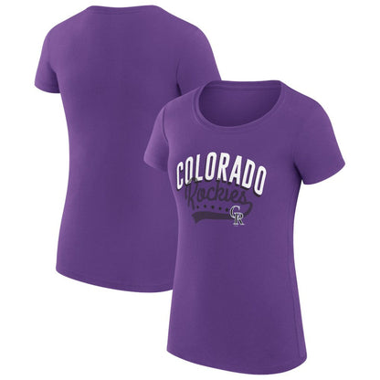 Colorado Rockies G-III 4Her by Carl Banks Women's Super-Slim Fit Lightweight Filigree Team T-Shirt - Purple