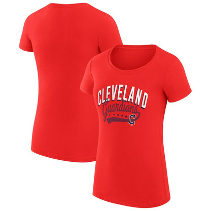 Cleveland Guardians G-III 4Her by Carl Banks Women's Super-Slim Fit Lightweight Filigree Team T-Shirt - Red