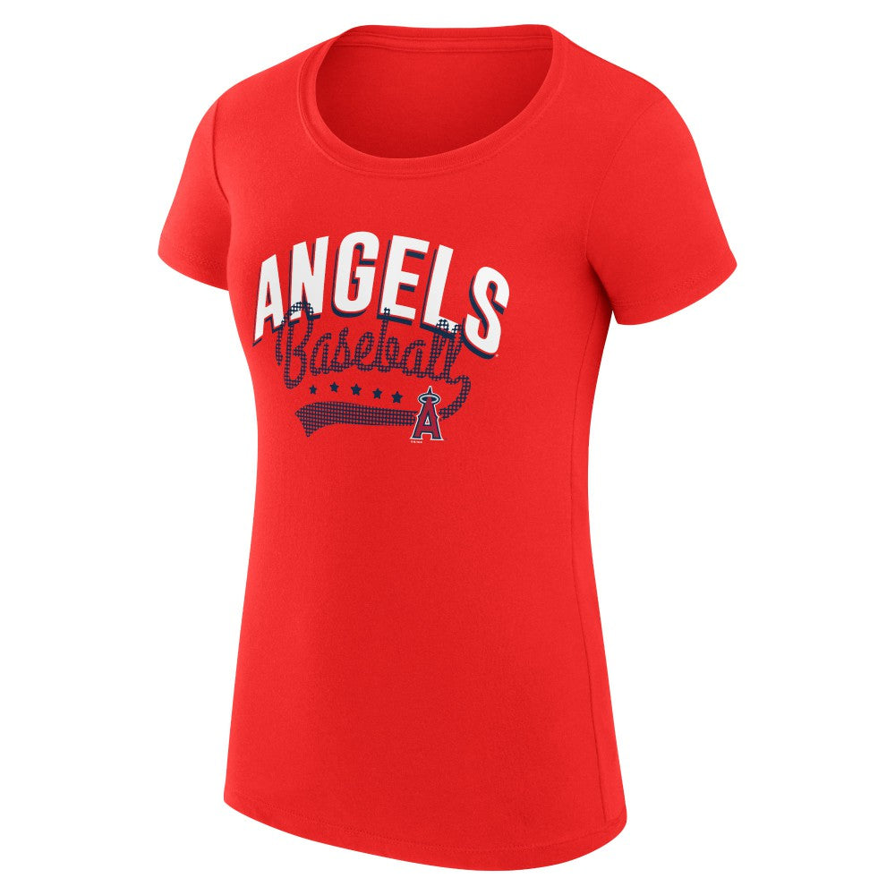 Los Angeles Angels G-III 4Her by Carl Banks Women's Super-Slim Fit Lightweight Filigree Team T-Shirt - Red