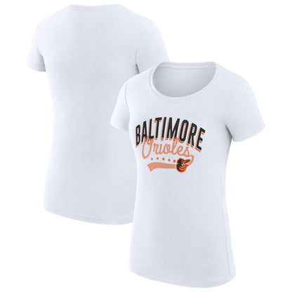 Baltimore Orioles G-III 4Her by Carl Banks Women's Super-Slim Fit Lightweight Filigree Team T-Shirt - White