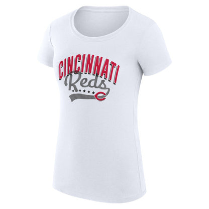 Cincinnati Reds G-III 4Her by Carl Banks Women's Super-Slim Fit Lightweight Filigree Team T-Shirt - White