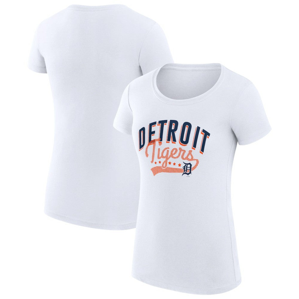 Detroit Tigers G-III 4Her by Carl Banks Women's Super-Slim Fit Lightweight Filigree Team T-Shirt - White