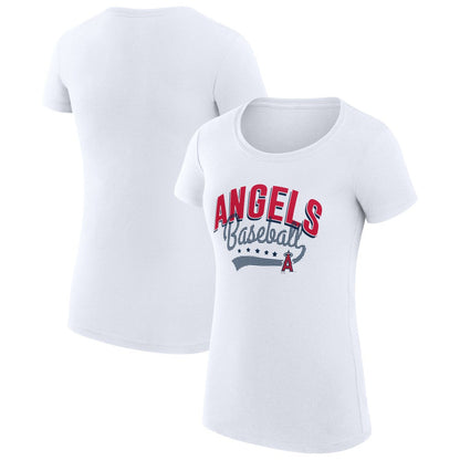 Los Angeles Angels G-III 4Her by Carl Banks Women's Super-Slim Fit Lightweight Filigree Team T-Shirt - White